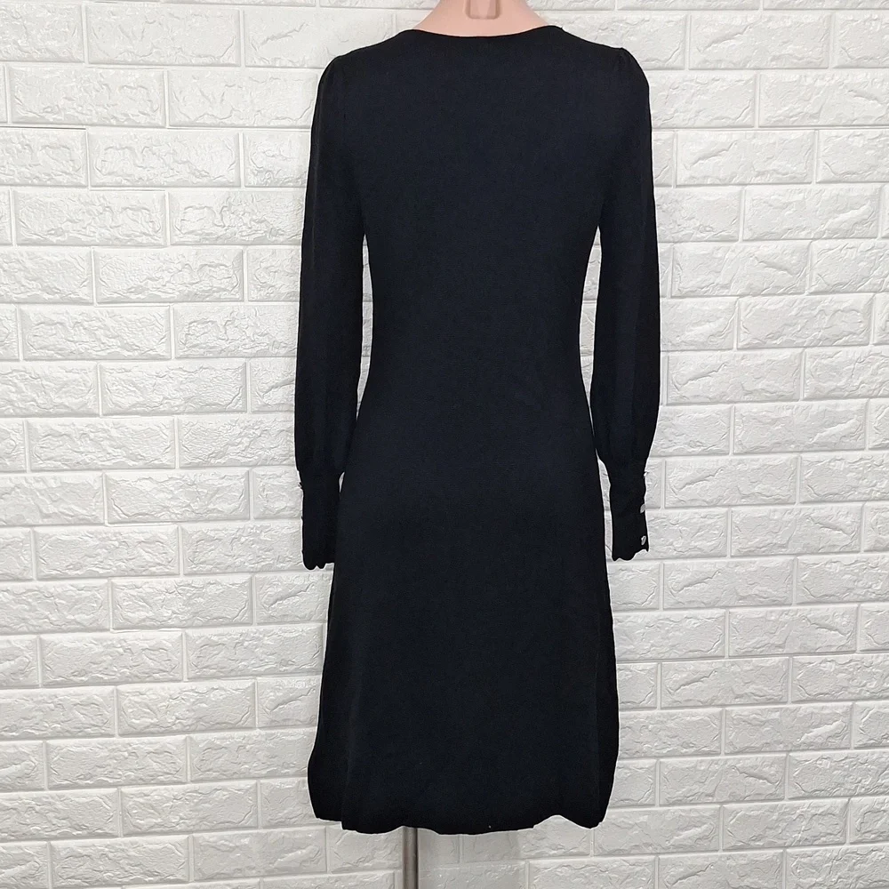 TALBOTS Soft Merino V-Neck Long Sleeve Sweater Dress